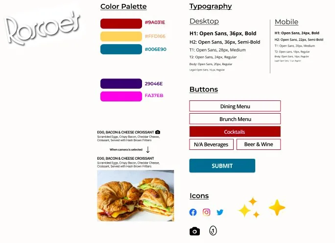 UI components, color palette and typography