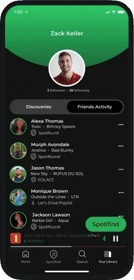Friends activity feed