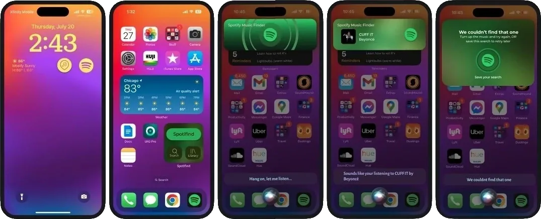 Lock screen and home screen widgets with Siri listening